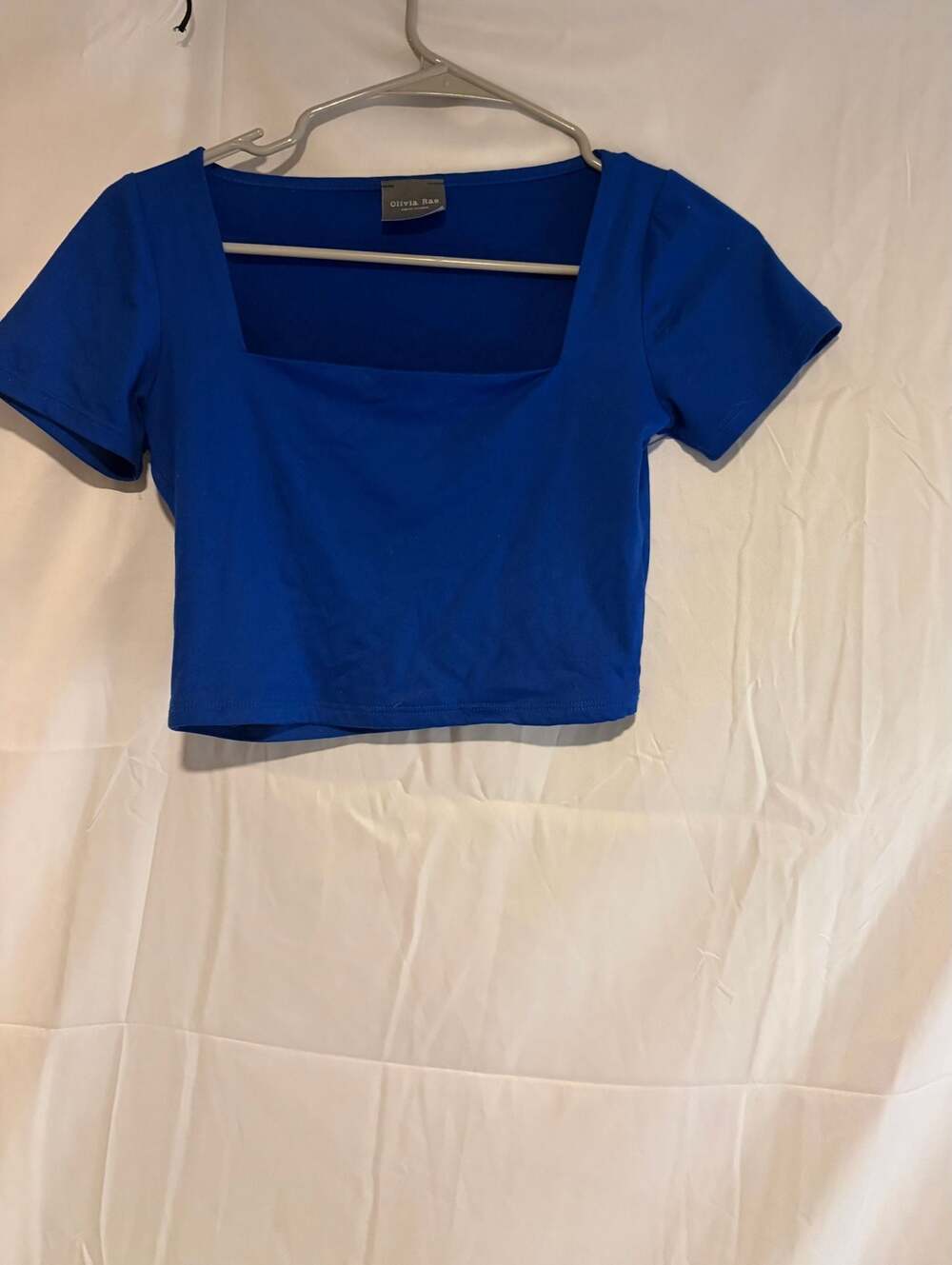 Olivia Rae Blue Square Neck Crop Top